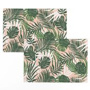 Hideaway - Tropical Palm Leaves Blush Pink Medium Scale