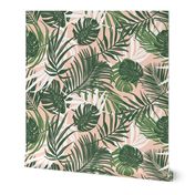 Hideaway - Tropical Palm Leaves Blush Pink Medium Scale