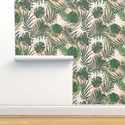 Hideaway - Tropical Palm Leaves Blush Pink Medium Scale