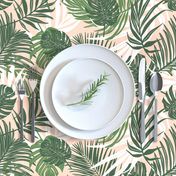 Hideaway - Tropical Palm Leaves Blush Pink Medium Scale