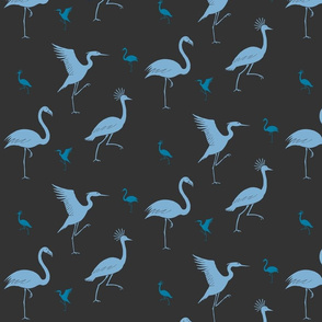 flamingo, crane and heron blue