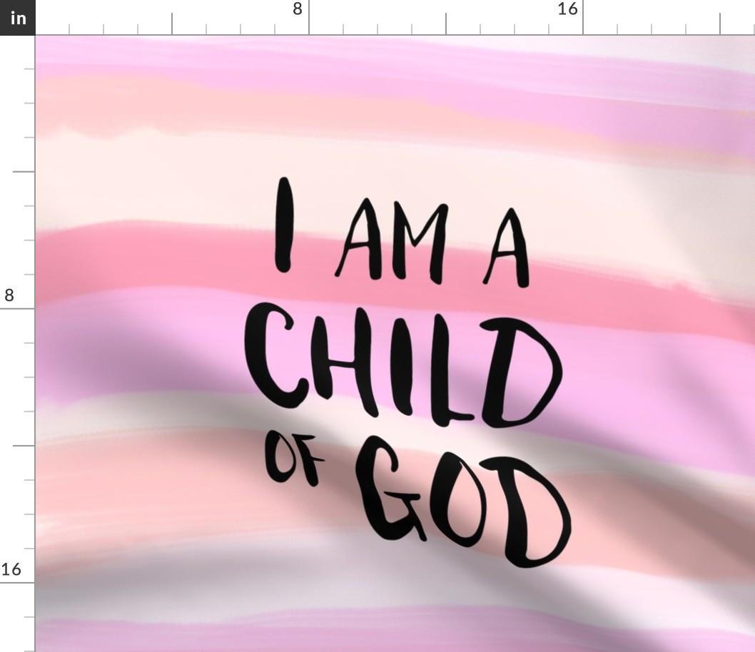 Fat Quarter - I am a child of God - pink stripes