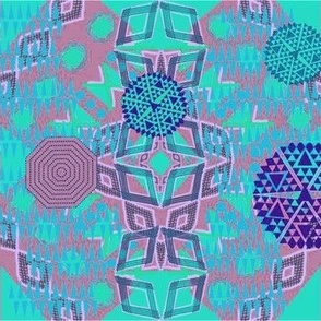 African Geometrics - Cyan & Thulian Pink