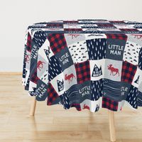 Little Man & You Will Move Mountains Quilt Top - Navy & Red