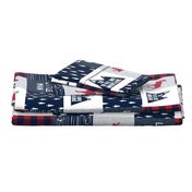 Little Man & You Will Move Mountains Quilt Top - Navy & Red