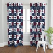 Little Man & You Will Move Mountains Quilt Top - Navy & Red