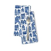 Houses in Royal Delft blue watercolors (small)