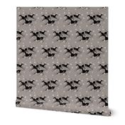 greyhound flower power, grey, black