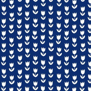 Tulips on solid dark blue