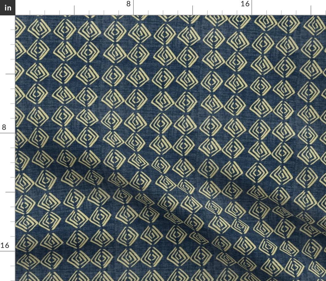 Ethnic Diamond - Straw Navy Linen