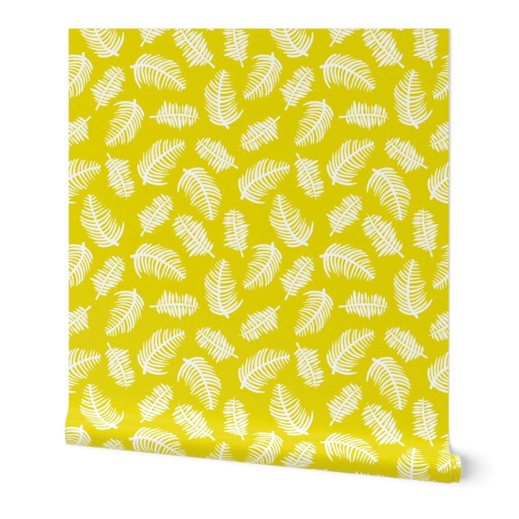 Tropical summer palm leaves hawaiian garden lemon bright yellow