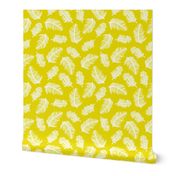 Tropical summer palm leaves hawaiian garden lemon bright yellow