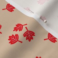 Canadian maple leaf autumn woodland print red gender neutral beige SMALL