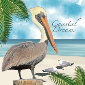 Coastal Dreams Pelican Pillow