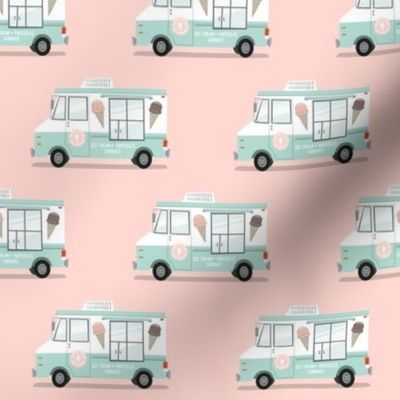 ice cream trucks on pink