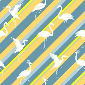  flamingo, crane and heron stripes yellow