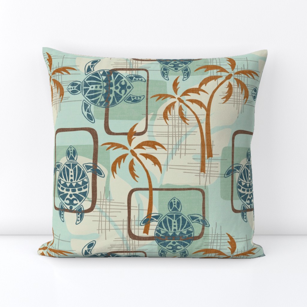 Mid Century Modern Hawaii - turtles, palm trees