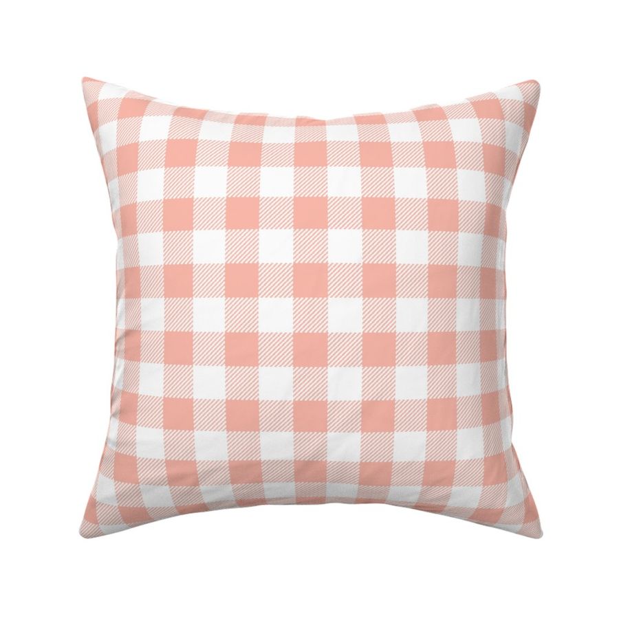 gingham fabric // buffalo plaid design nursery baby design - peach