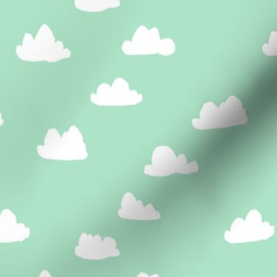 cloud fabric // nursery baby fabric baby design -mint