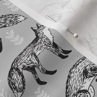 woodland fox fabric //grey baby nursery fabric 