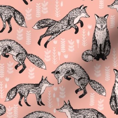 woodland fox fabric // peach baby nursery fabric 