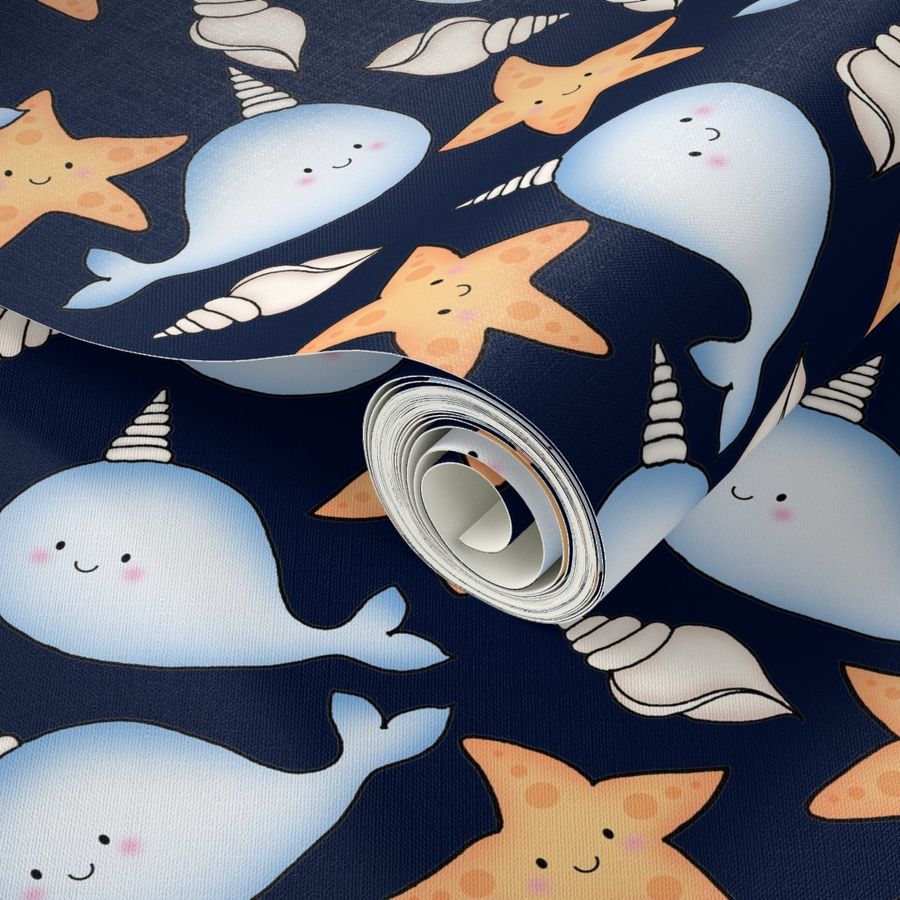 Narwhal_and_starfish_Navy Medium Scale