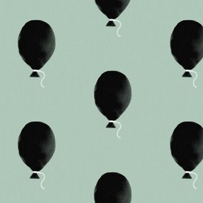 Watercolor balloons - black on mint