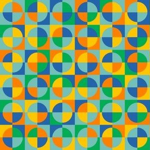 circus quarter circles - blue, orange, yellow, green, aqua