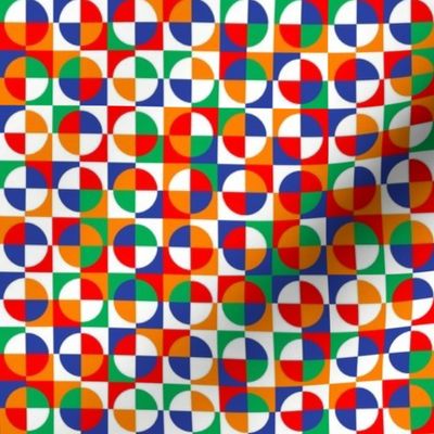 circus quarter circles - red, blue, orange, green, white