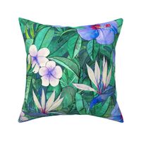 Classic Tropical Floral with Blue Flowers large