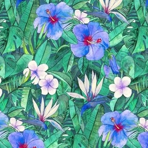 Classic Tropical Floral with Purple Flowers extra small version