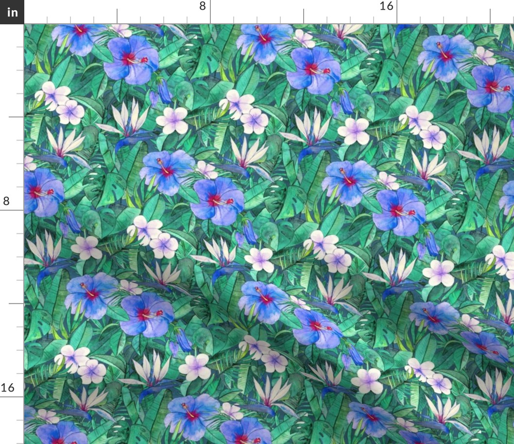 Classic Tropical Floral with Purple Flowers extra small version