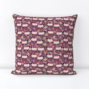 suffolk sheep fabric floral sheep farm design - amethyst