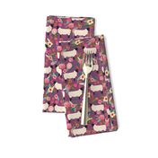 suffolk sheep fabric floral sheep farm design - amethyst