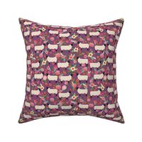 suffolk sheep fabric floral sheep farm design - amethyst