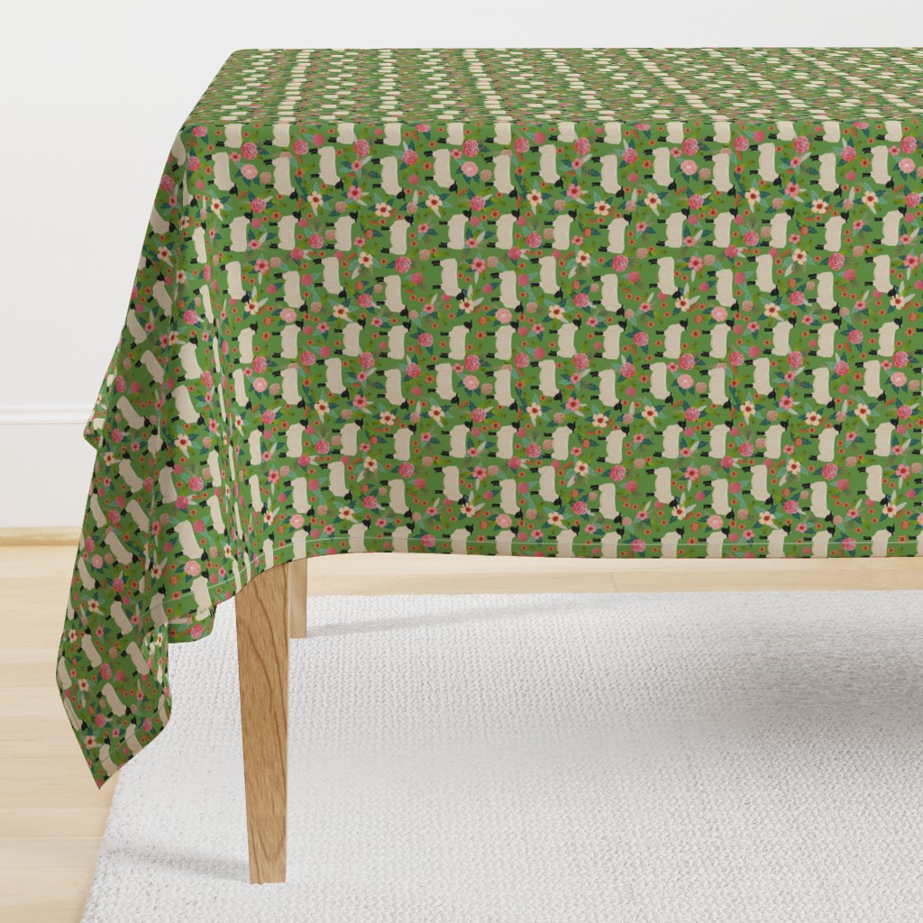 suffolk sheep fabric floral sheep farm design -green