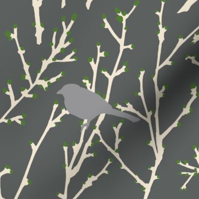 branchy birds - grey/green