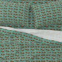 hereford floral fabric // cow cattle cow fabric floral design - turquoise