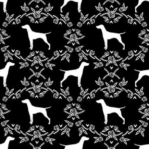 Vizsla silhouette floral pattern dog breed black and white 