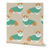 corgi in scrubs fabric operating room dog fabric dog fabric - sand