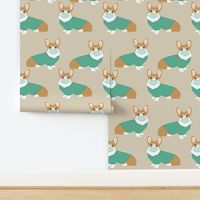 corgi in scrubs fabric operating room dog fabric dog fabric - sand