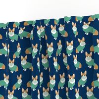 corgi in scrubs fabric operating room dog fabric dog fabric - navy