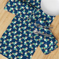 corgi in scrubs fabric operating room dog fabric dog fabric - navy