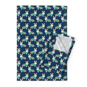 corgi in scrubs fabric operating room dog fabric dog fabric - navy