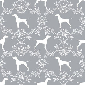 Vizsla silhouette floral pattern dog breed grey