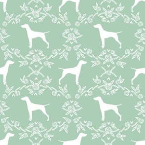 Vizsla silhouette floral pattern dog breed mint