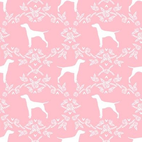 Vizsla silhouette floral pattern dog breed pink