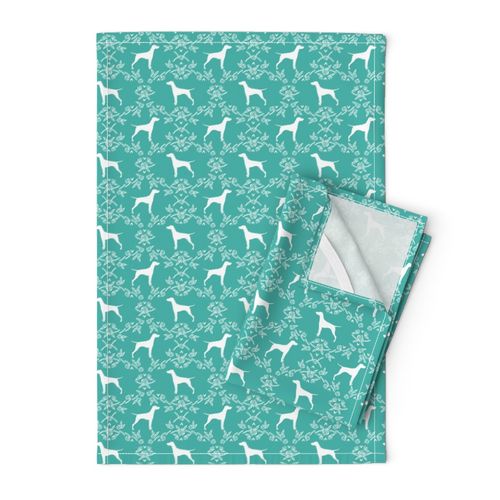 Vizsla silhouette floral pattern dog breed turquoise