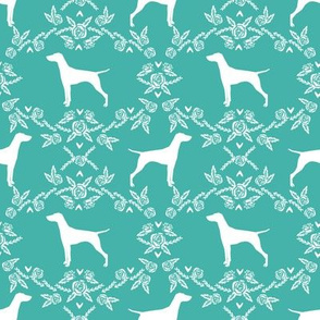 Vizsla silhouette floral pattern dog breed turquoise