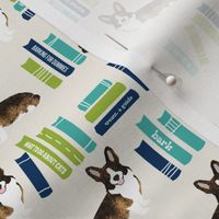 corgi library dog fabric brindle corgi design cute dogs - light